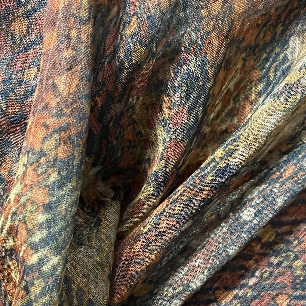 Vintage sheer Multicolor Patterned 59” x 15” Scarf